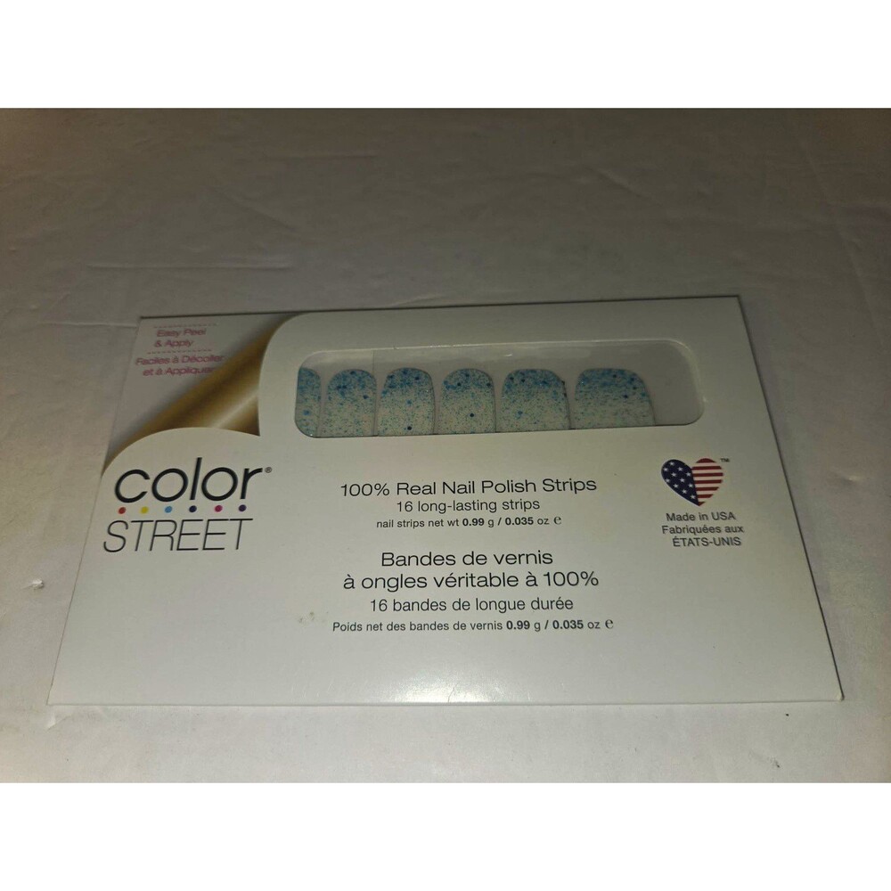 Color Street Nail Polish Strips Blue White Glitter FDCS11-BO2703 Blue Holiday